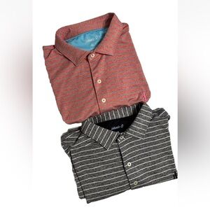 Johnnie-O Performance Striped Polo Golf Shirt Surfer Logo Men's XL Lot of 2